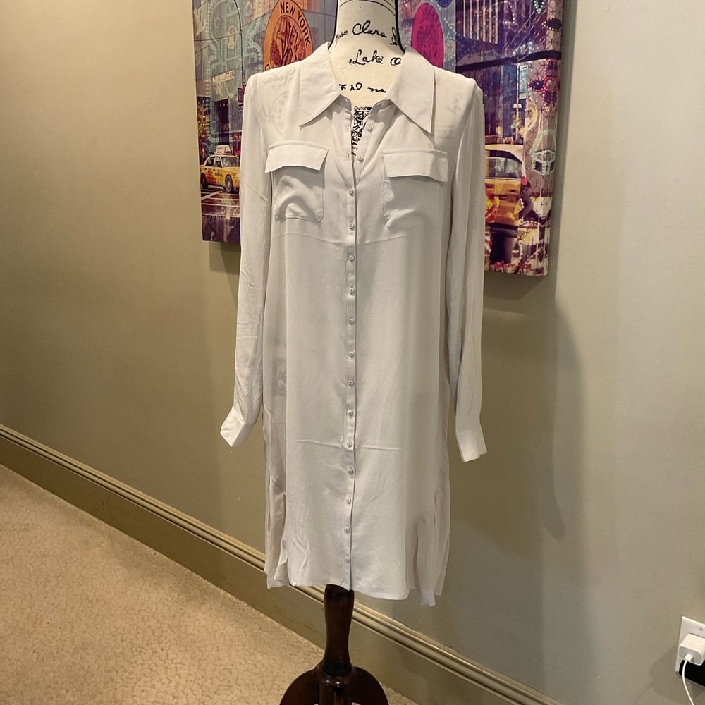 Elegant White Midi Shirt Dress